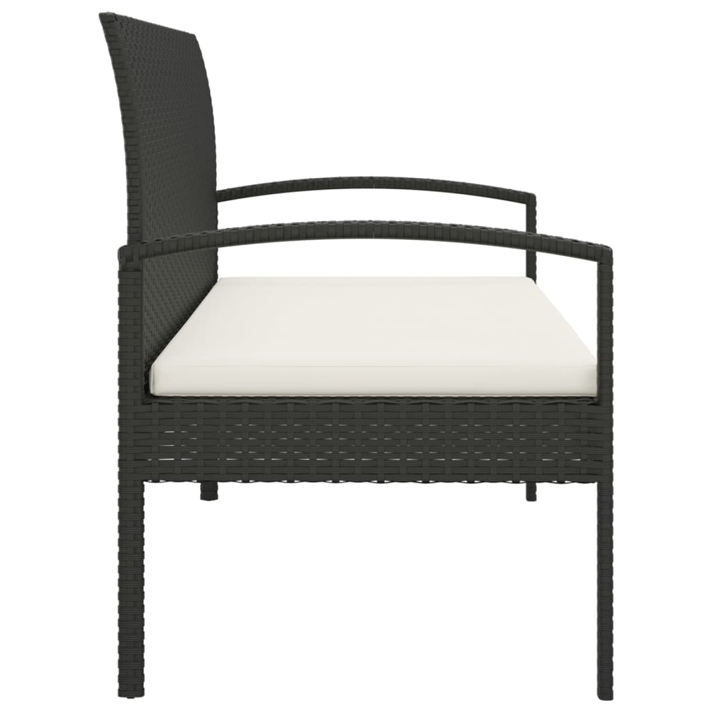 Dārza soliņš ar spilvenu, melns, 105cm, polirotangs