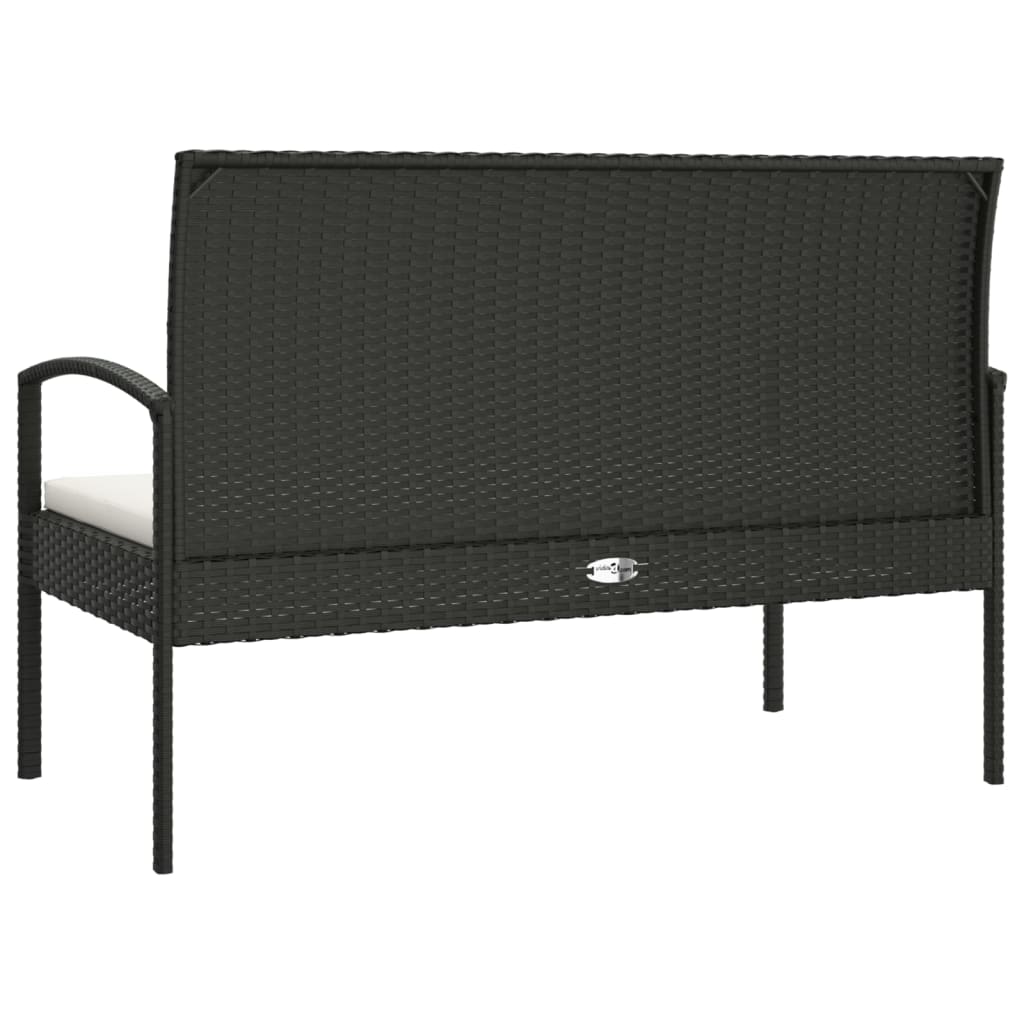 Dārza soliņš ar spilvenu, melns, 105cm, polirotangs