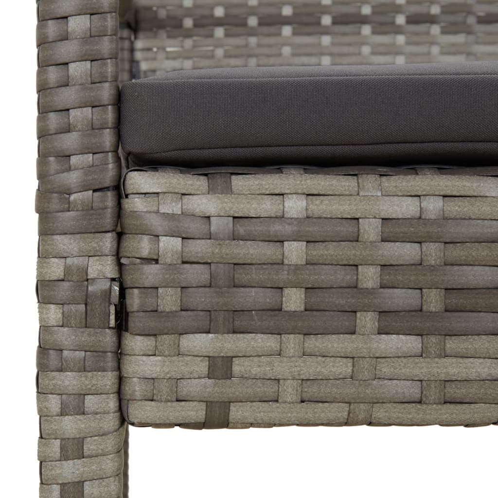 Garden bench with cushion, grey, 105cm, polyrattan