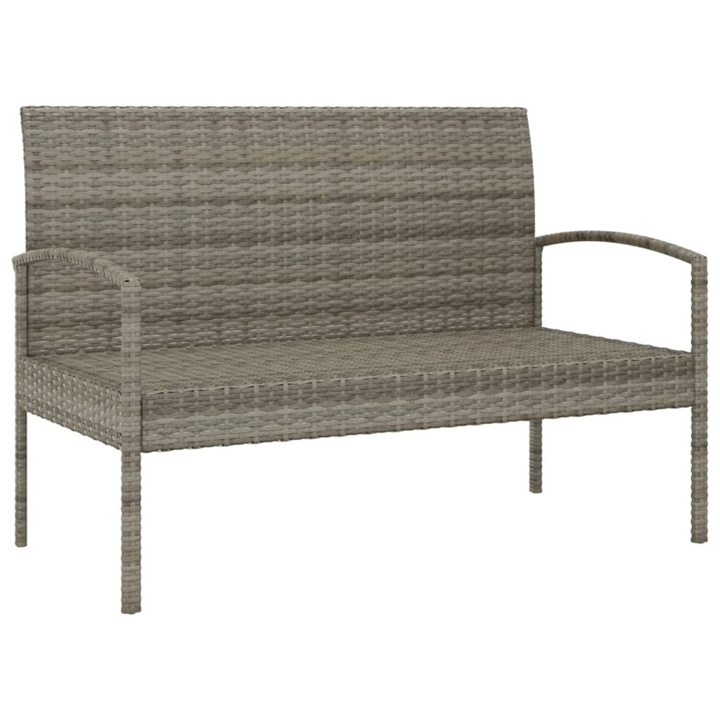 Garden bench with cushion, grey, 105cm, polyrattan