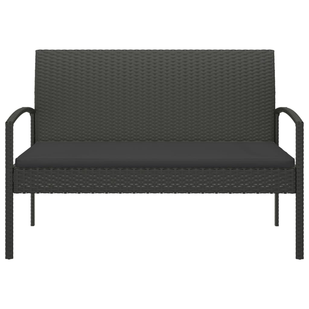 Dārza soliņš ar spilvenu, melns, 105cm, polirotangs