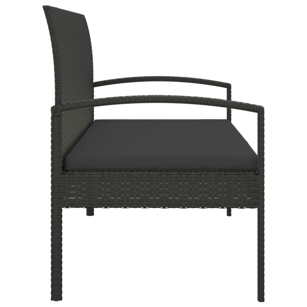 Dārza soliņš ar spilvenu, melns, 105cm, polirotangs