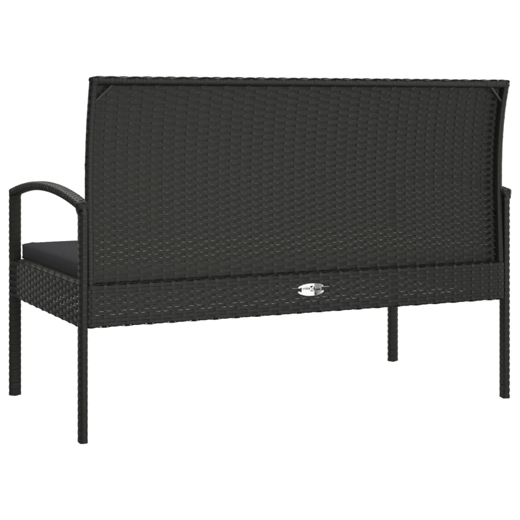 Dārza soliņš ar spilvenu, melns, 105cm, polirotangs