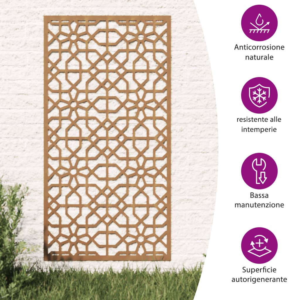 Sodo sienos dekoracija, 105x55cm, corten plienas