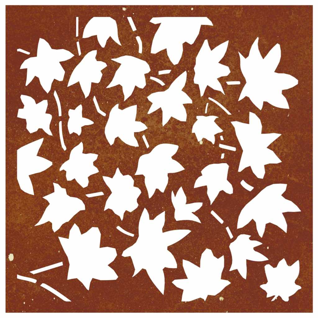 Sodo sienos dekoracija, 55x55cm, corten plienas, klevo lapai