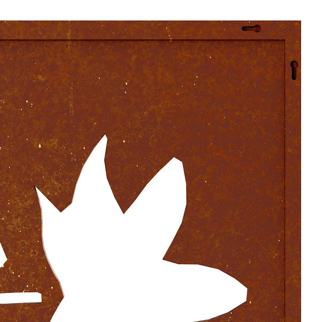 Sodo sienos dekoracija, 55x55cm, corten plienas, klevo lapai