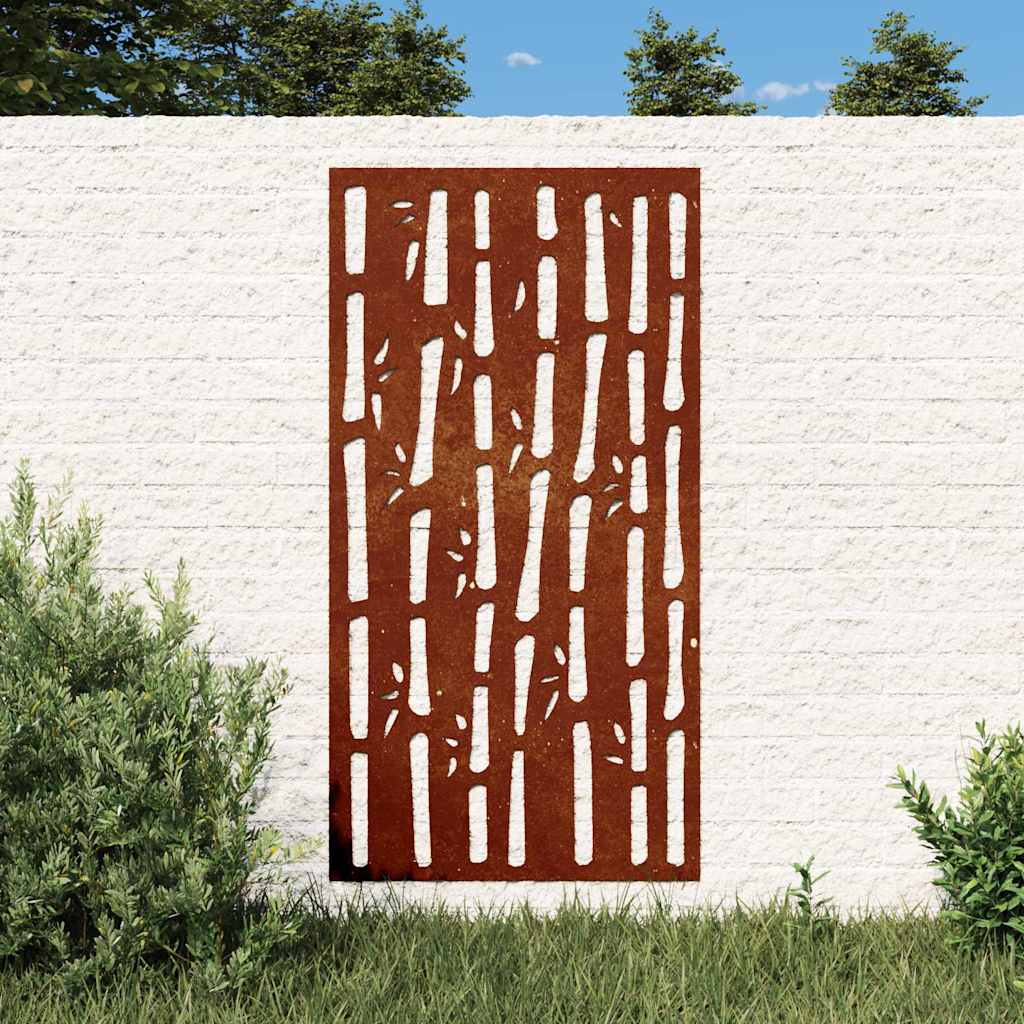 Sodo sienos dekoracija, 105x55cm, corten plienas, bambukas