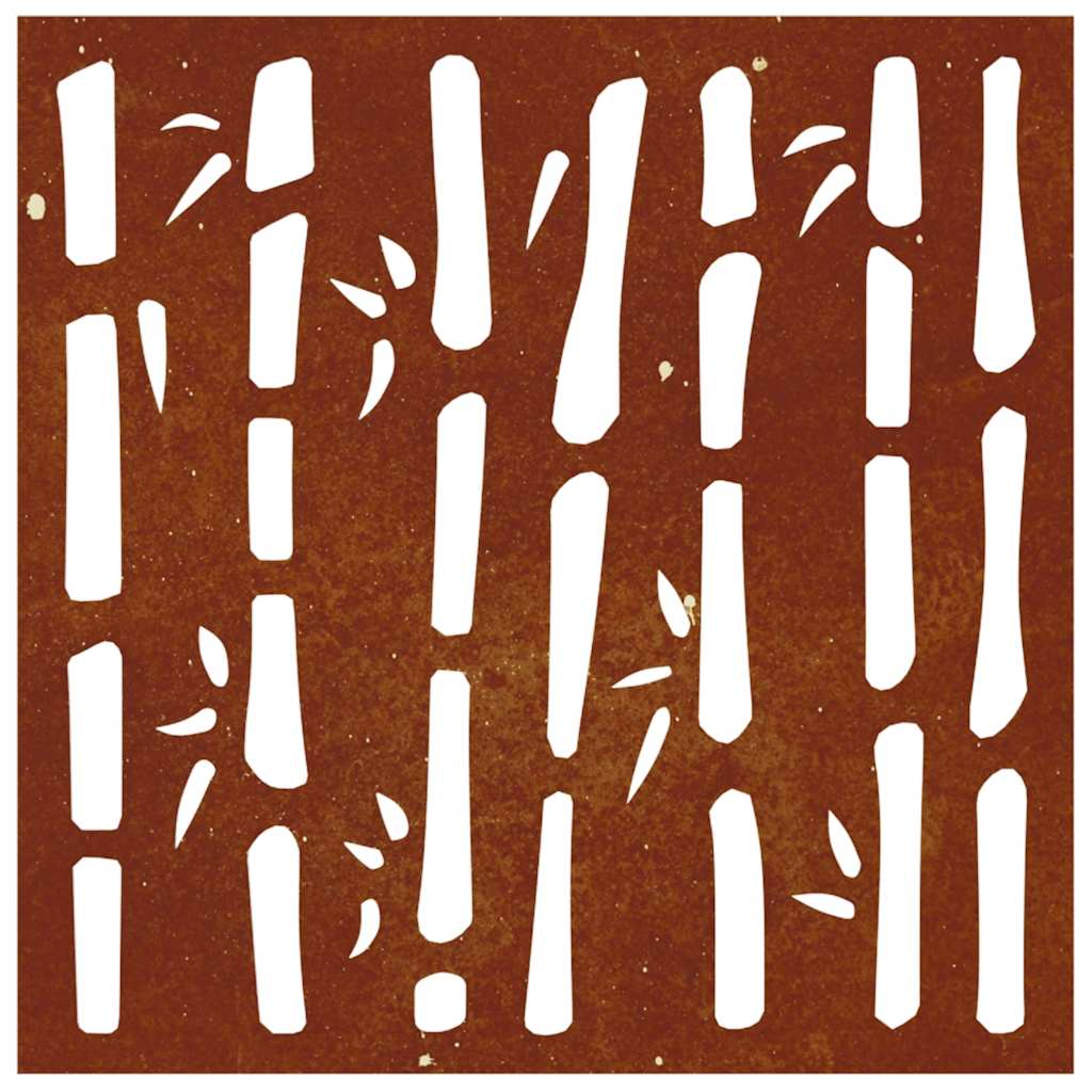 Sodo sienos dekoracija, 55x55cm, corten plienas, bambukas