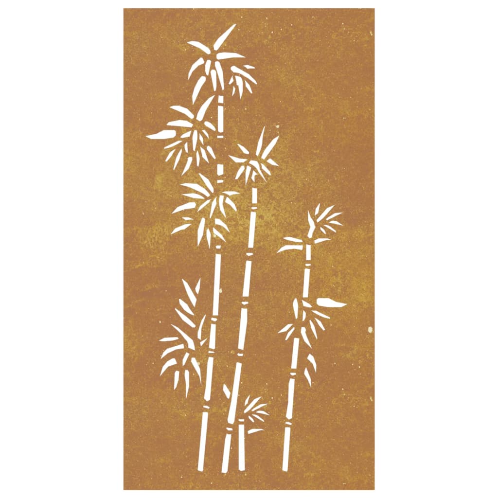 Sodo sienos dekoracija, 105x55cm, corten plienas, bambukas