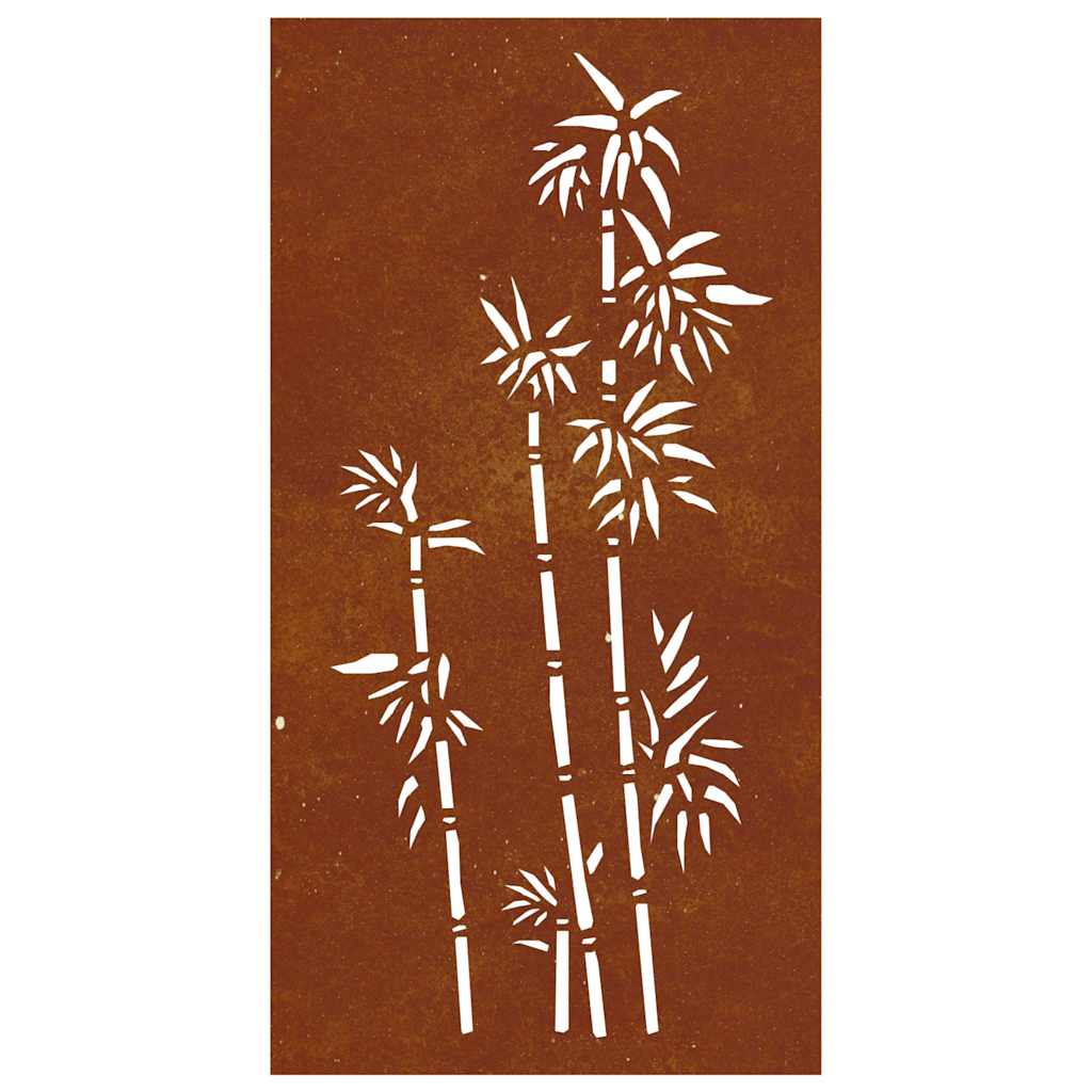 Sodo sienos dekoracija, 105x55cm, corten plienas, bambukas
