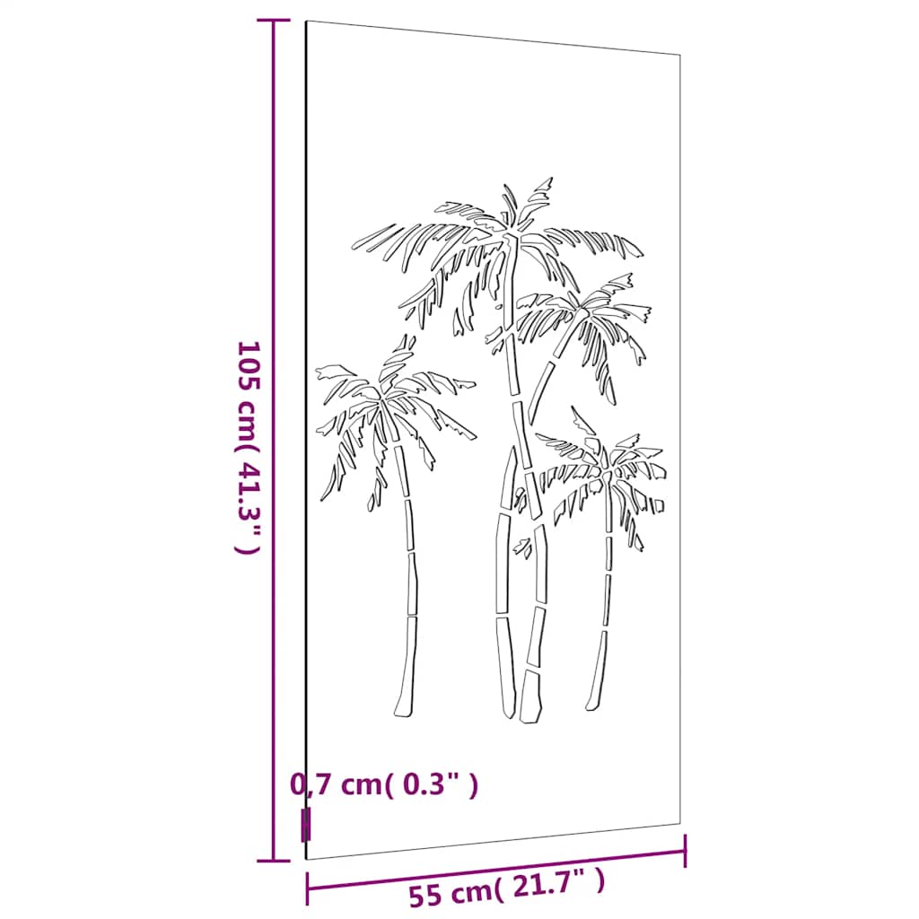 Garden wall decoration, 105x55cm, corten steel, palms