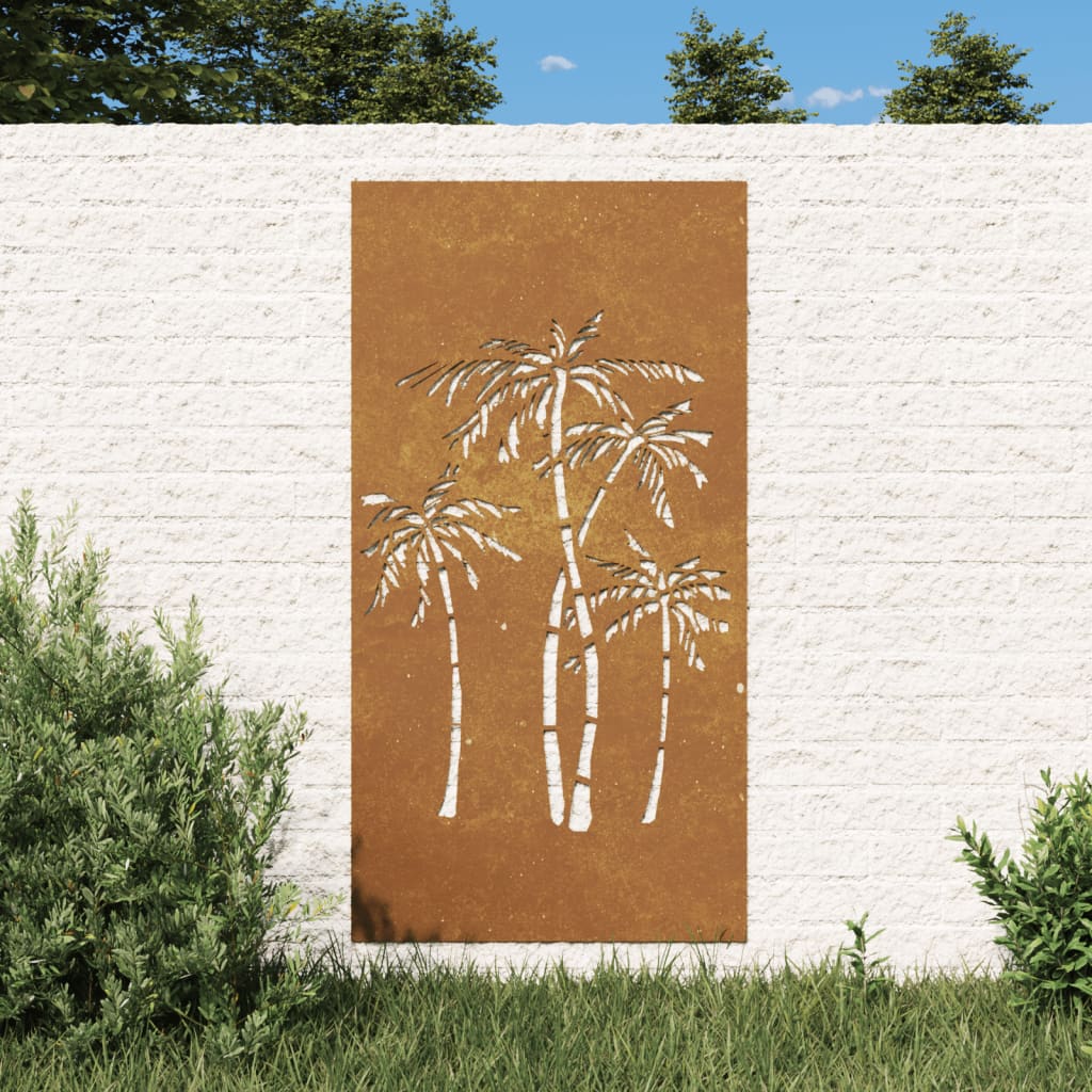 Garden wall decoration, 105x55cm, corten steel, palms