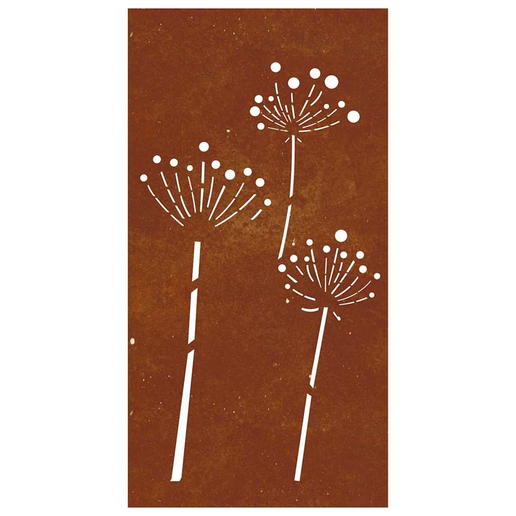 Sodo sienos dekoracija, 105x55cm, corten plienas, gėlių dizaino