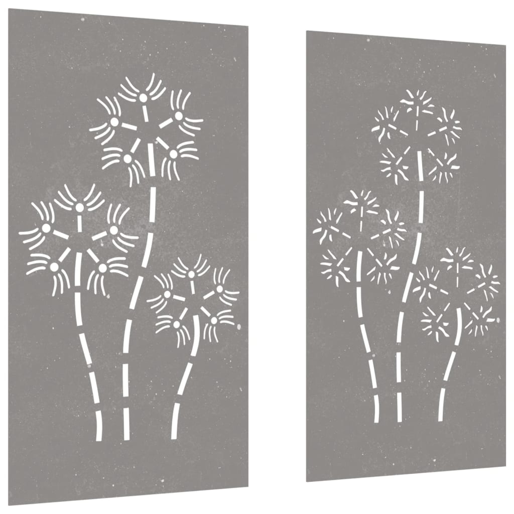 Sodo sienos dekoracija, 2 dalių, 105x55cm, corten plienas