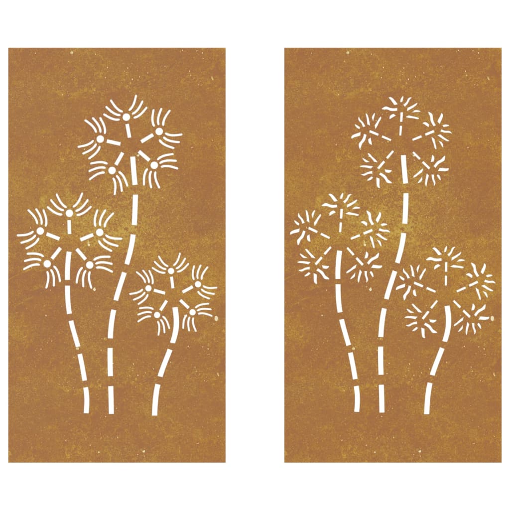 Sodo sienos dekoracija, 2 dalių, 105x55cm, corten plienas