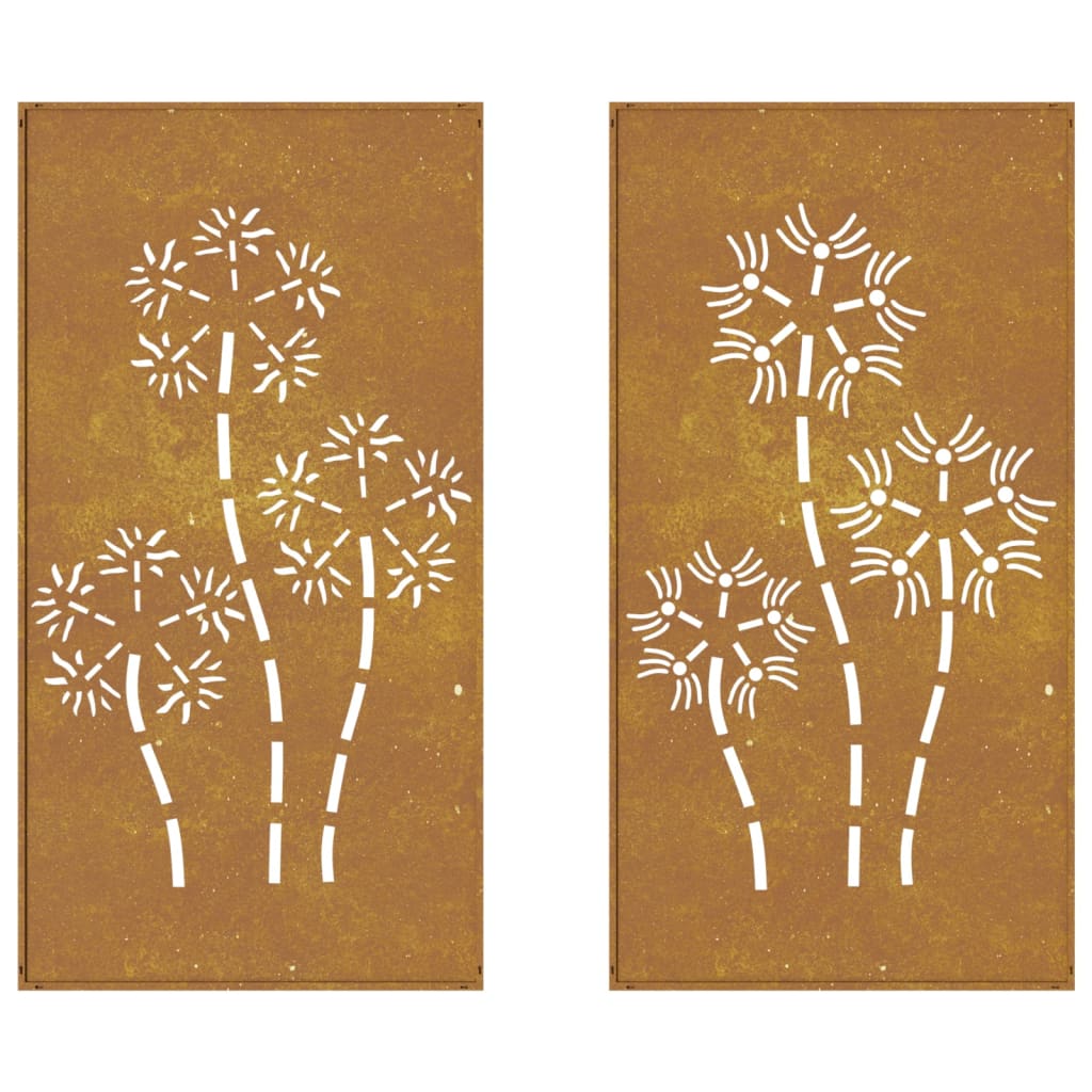 Sodo sienos dekoracija, 2 dalių, 105x55cm, corten plienas