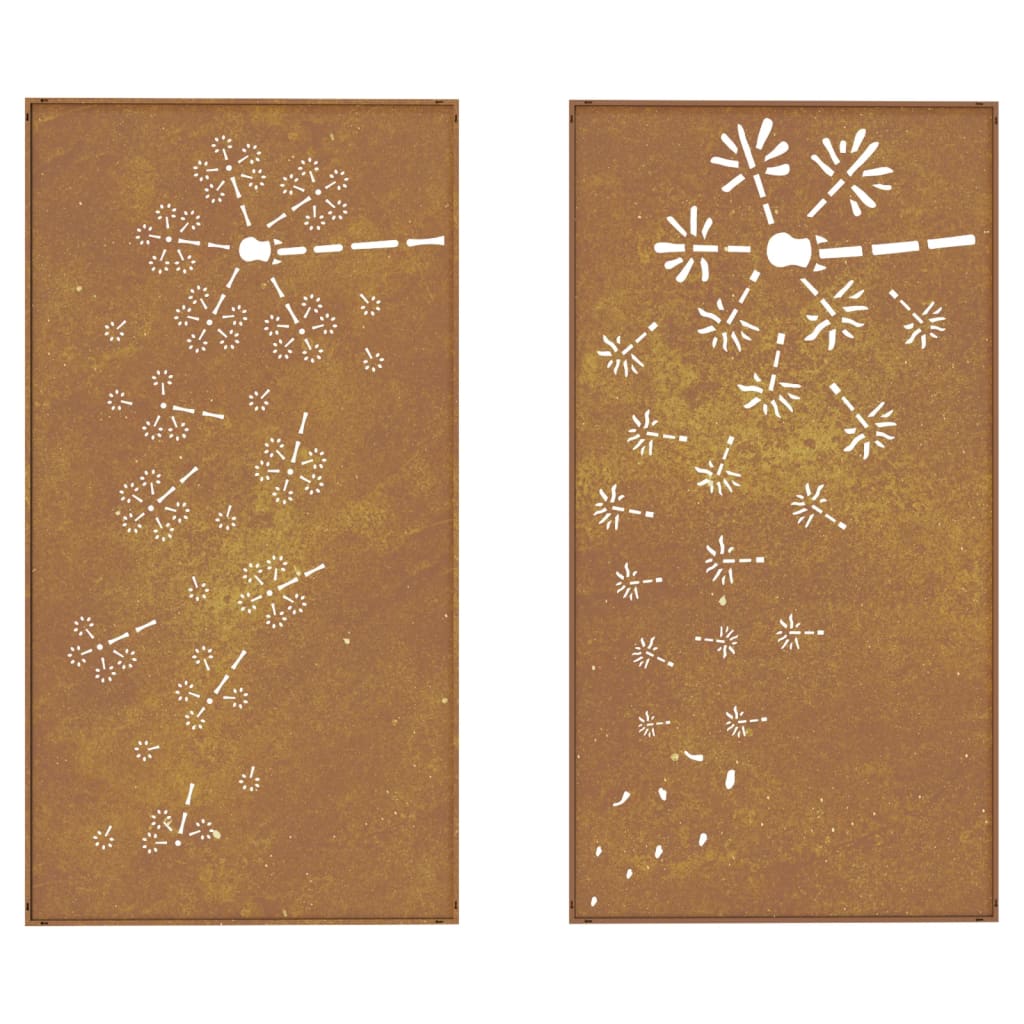 Sodo sienos dekoracija, 2 dalių, 105x55cm, corten plienas