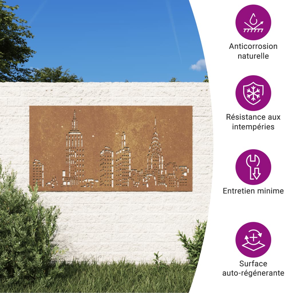 Sodo sienos dekoracija, 105x55cm, corten plienas, panorama