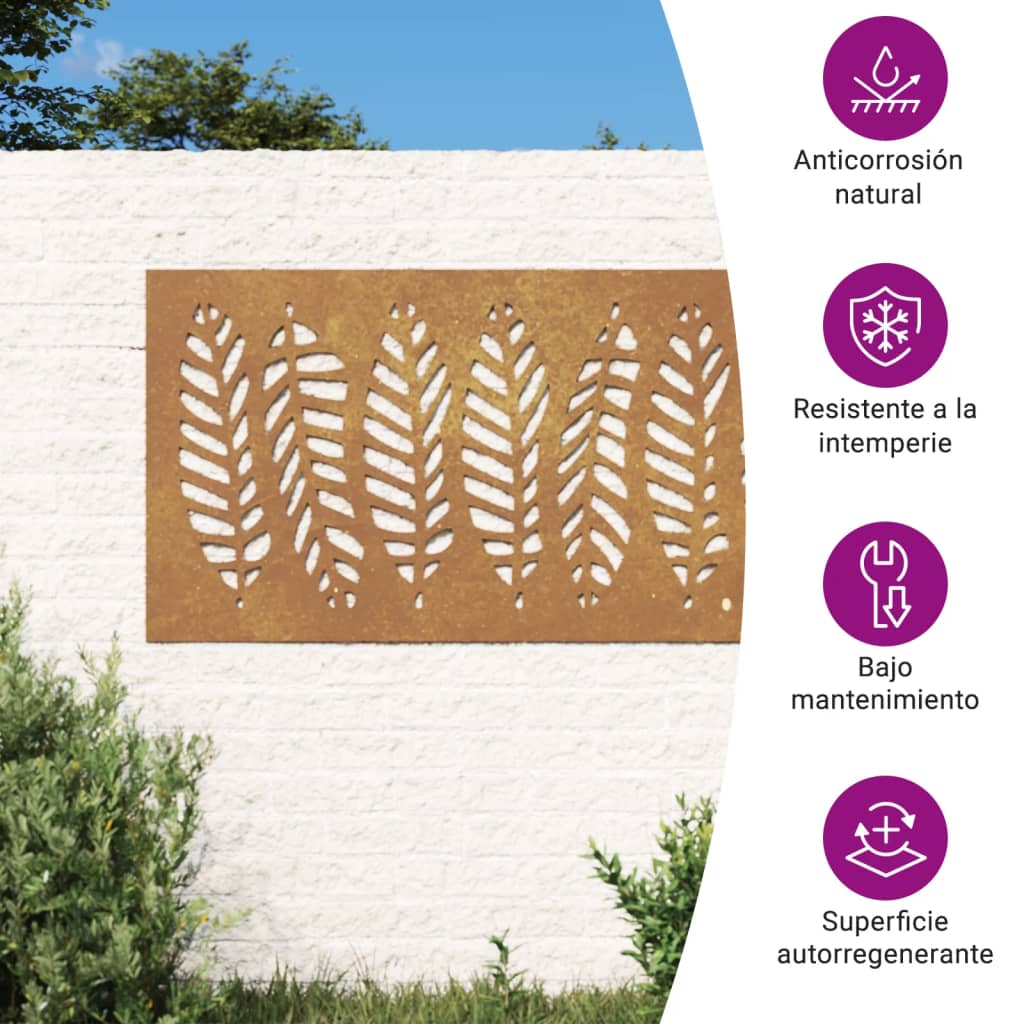 Sodo sienos dekoracija, 105x55cm, corten plienas, lapų dizaino