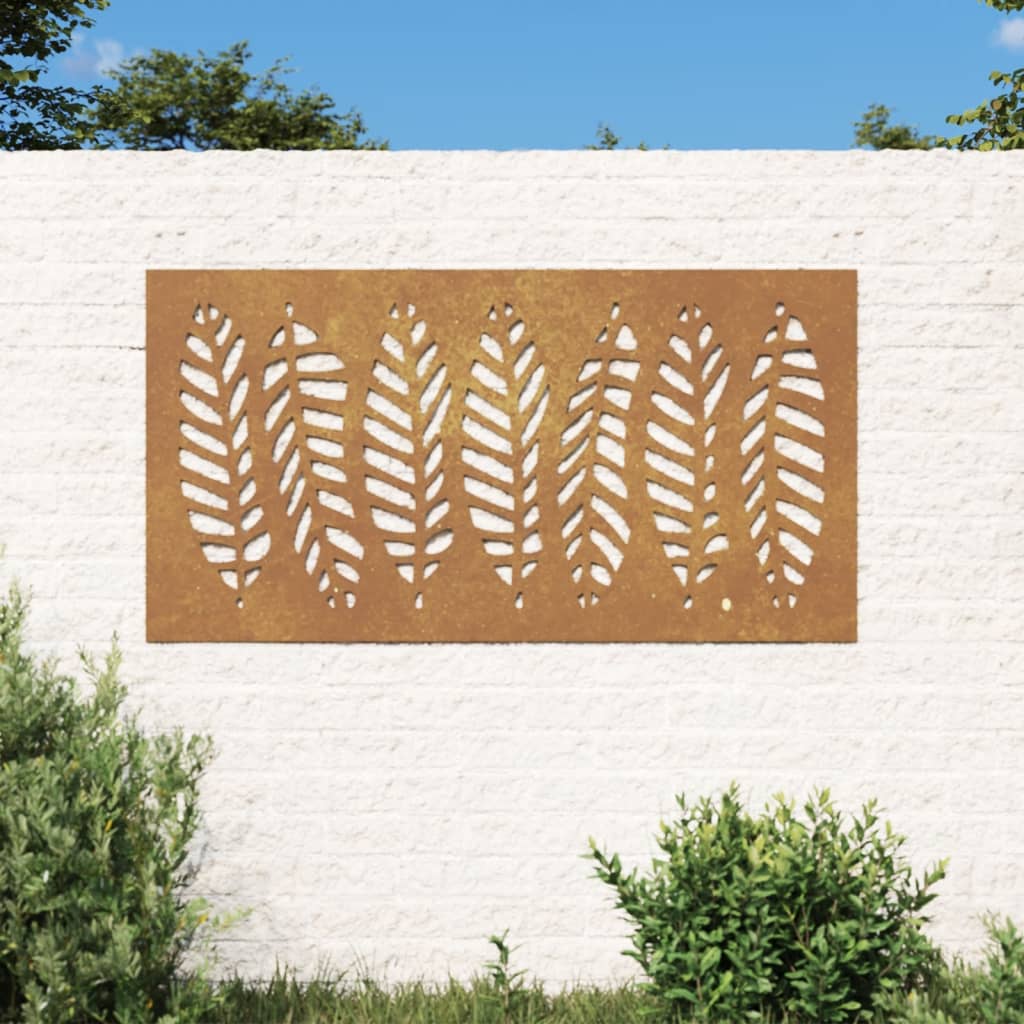 Sodo sienos dekoracija, 105x55cm, corten plienas, lapų dizaino