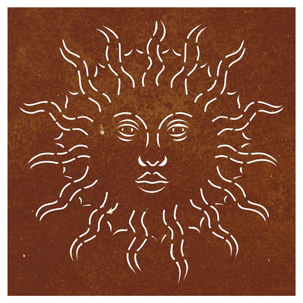 Sodo sienos dekoracija, 55x55cm, corten plienas, saulės dizaino