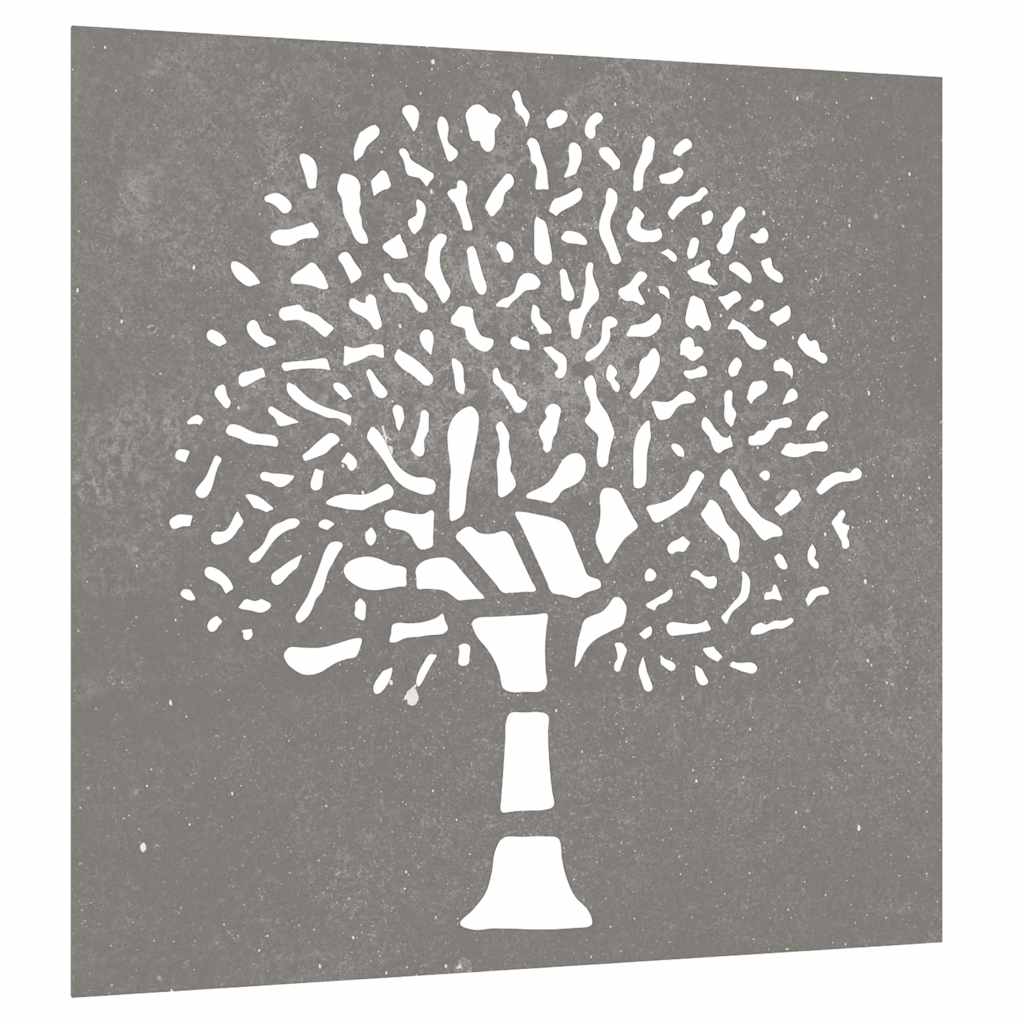 Garden wall decoration, 55x55cm, corten steel, wood design