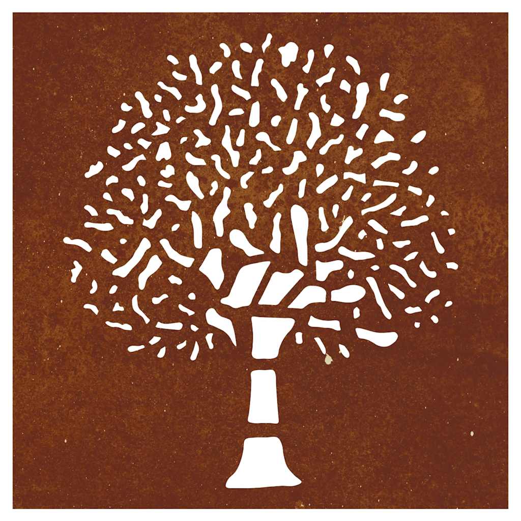 Garden wall decoration, 55x55cm, corten steel, wood design