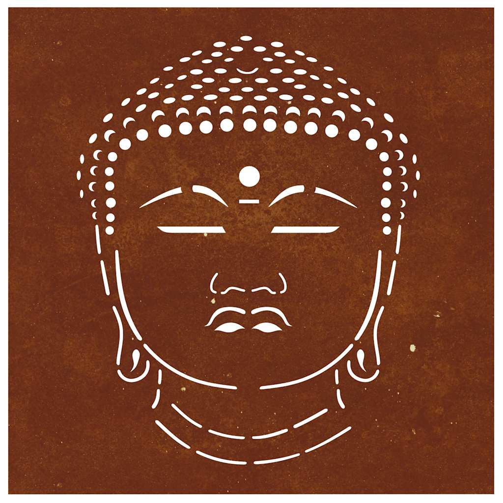 Sodo sienos dekoracija, 55x55cm, corten plienas, Budos galva