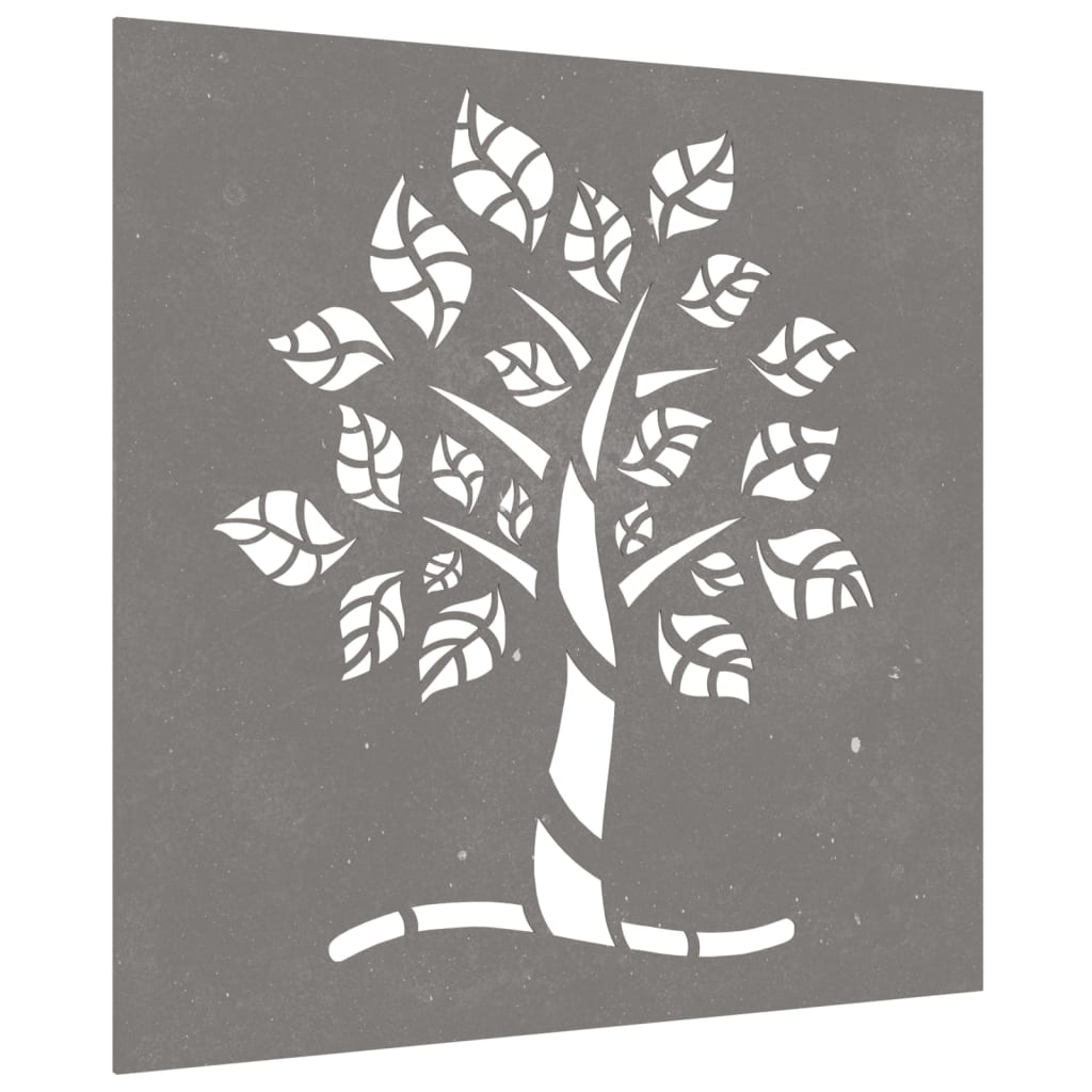 Garden wall decoration, 55x55cm, corten steel, wood design