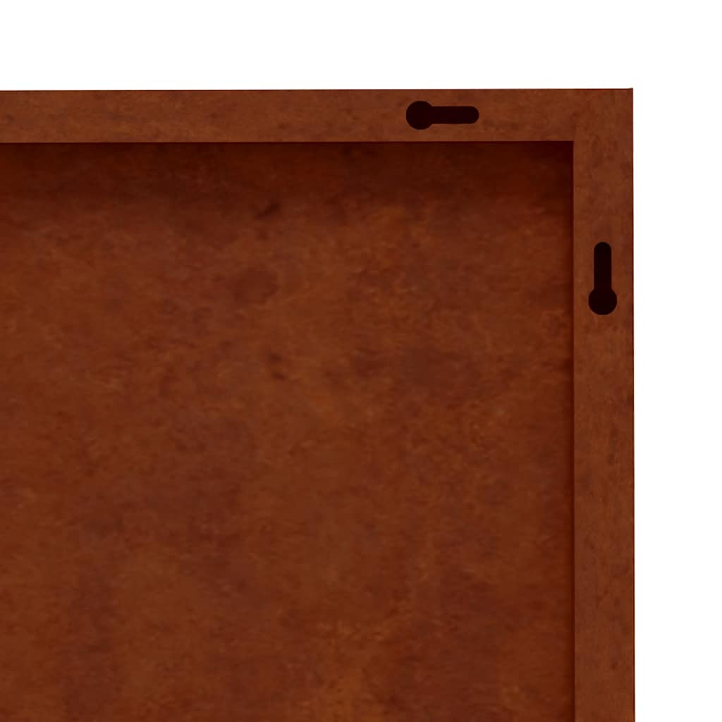 Garden wall decoration, 55x55cm, corten steel, wood design