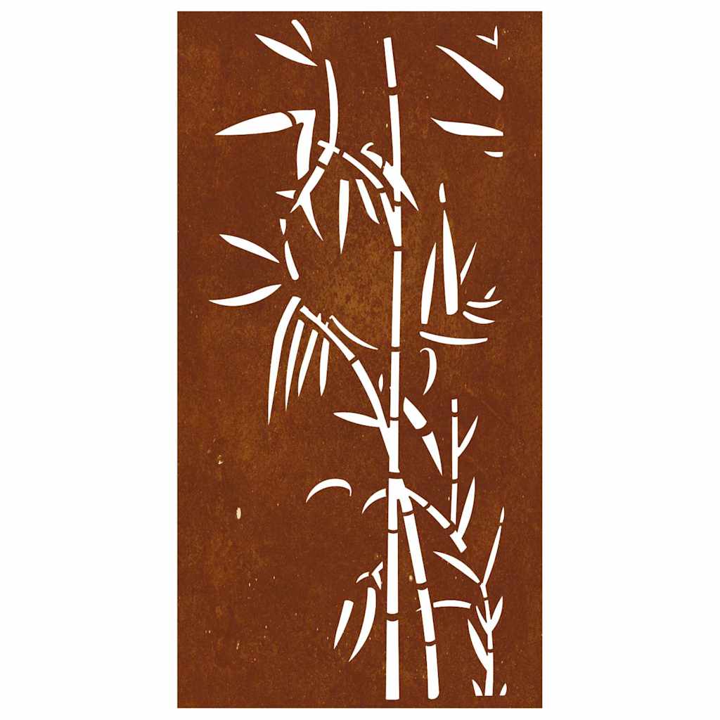 Sodo sienos dekoracija, 105x55cm, corten plienas, bambukas