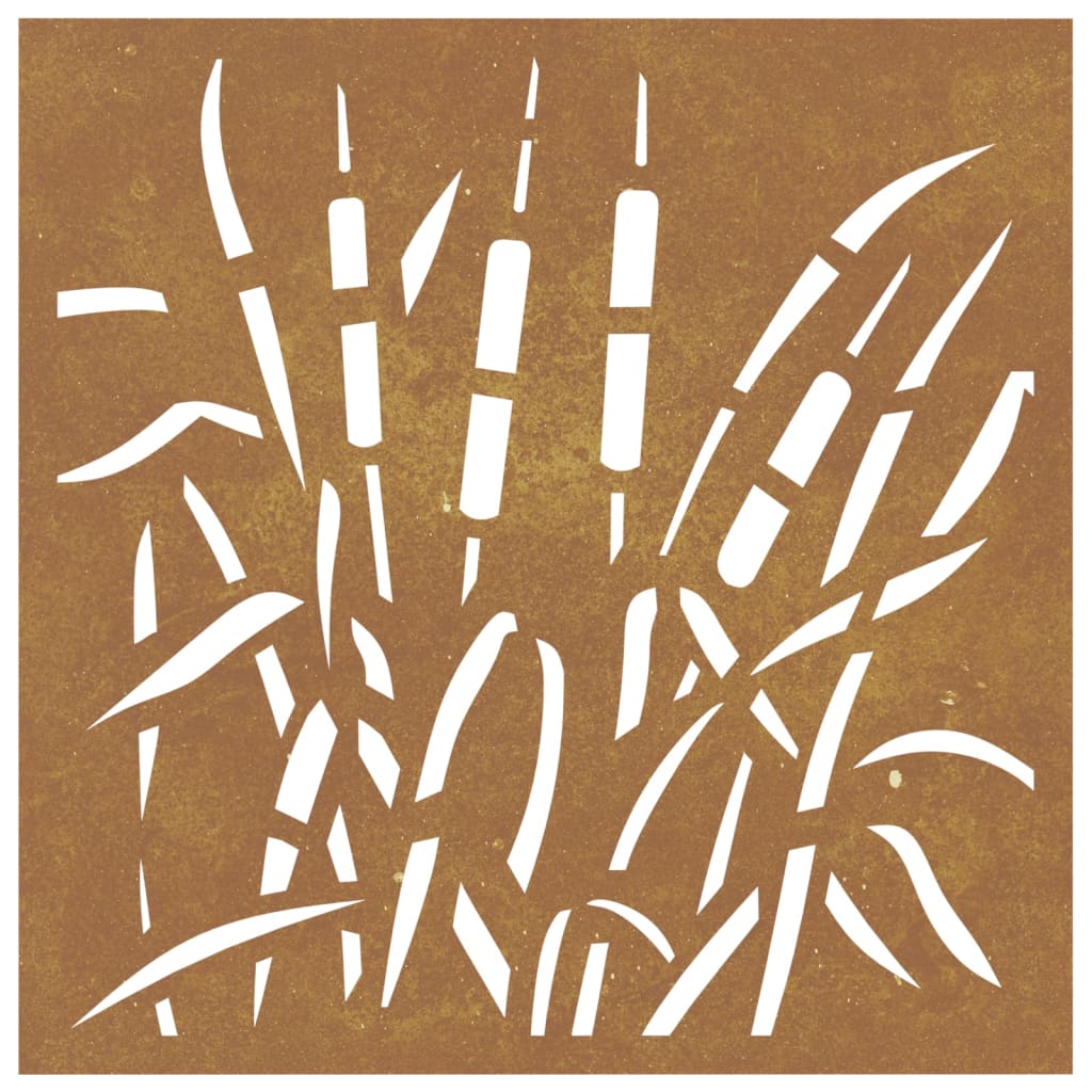 Dārza sienas dekors, 55x55cm, corten tērauds, zāles dizains