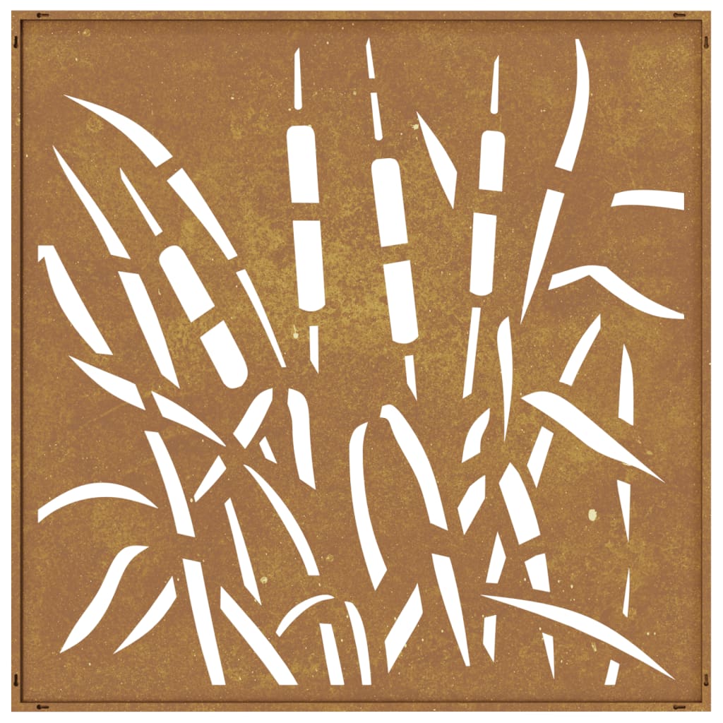 Dārza sienas dekors, 55x55cm, corten tērauds, zāles dizains