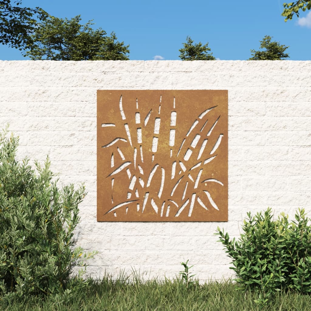 Dārza sienas dekors, 55x55cm, corten tērauds, zāles dizains