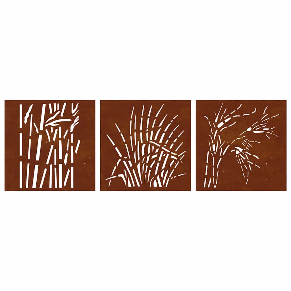 Sodo sienos dekoracija, 3 dalių, 55x55cm, corten plienas