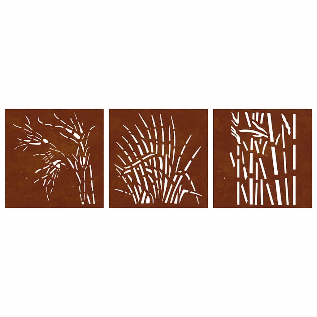 Sodo sienos dekoracija, 3 dalių, 55x55cm, corten plienas