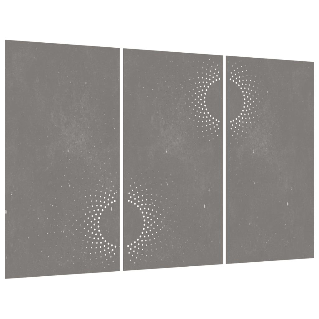 Sodo sienos dekoracija, 3 dalių, 105x55cm, corten plienas