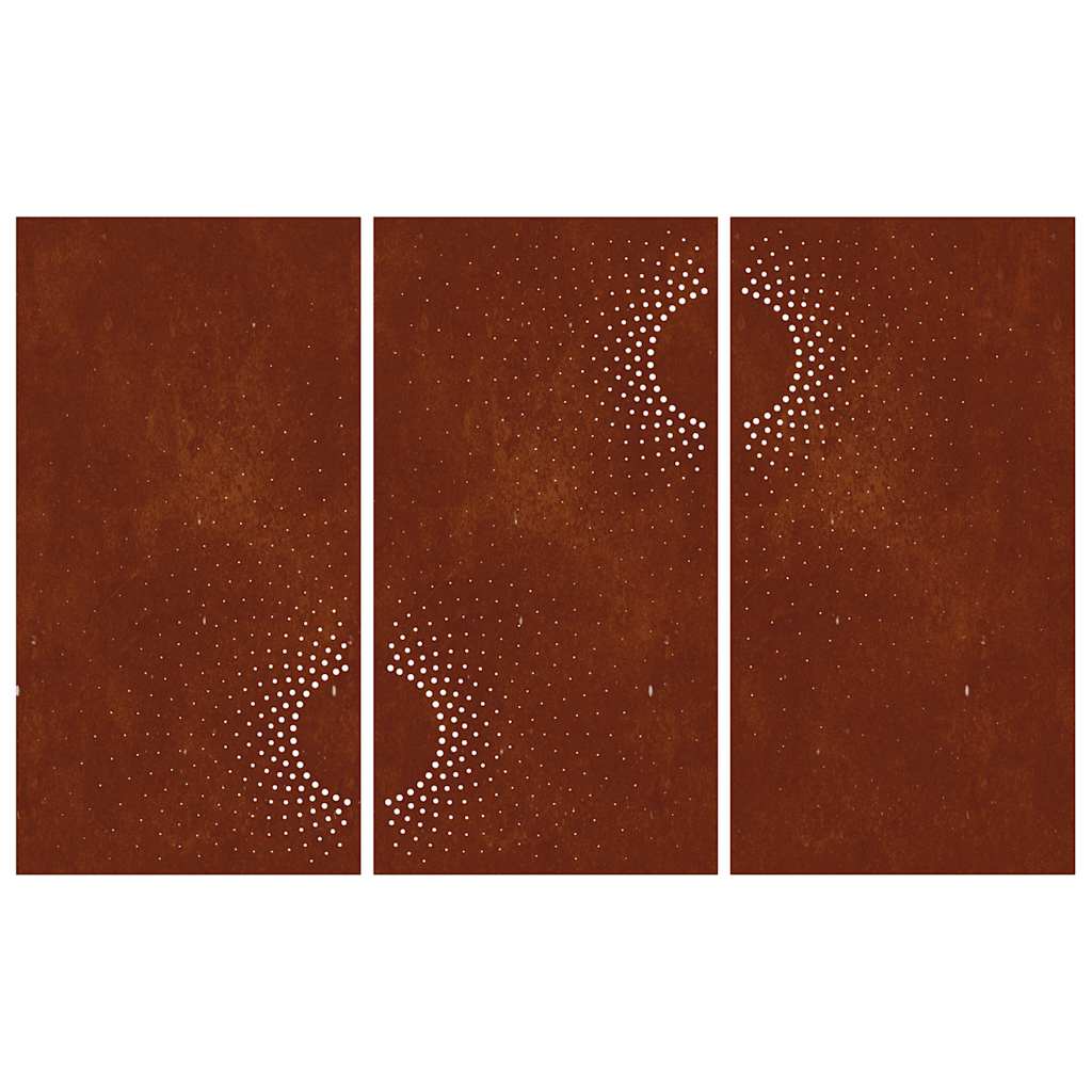 Sodo sienos dekoracija, 3 dalių, 105x55cm, corten plienas