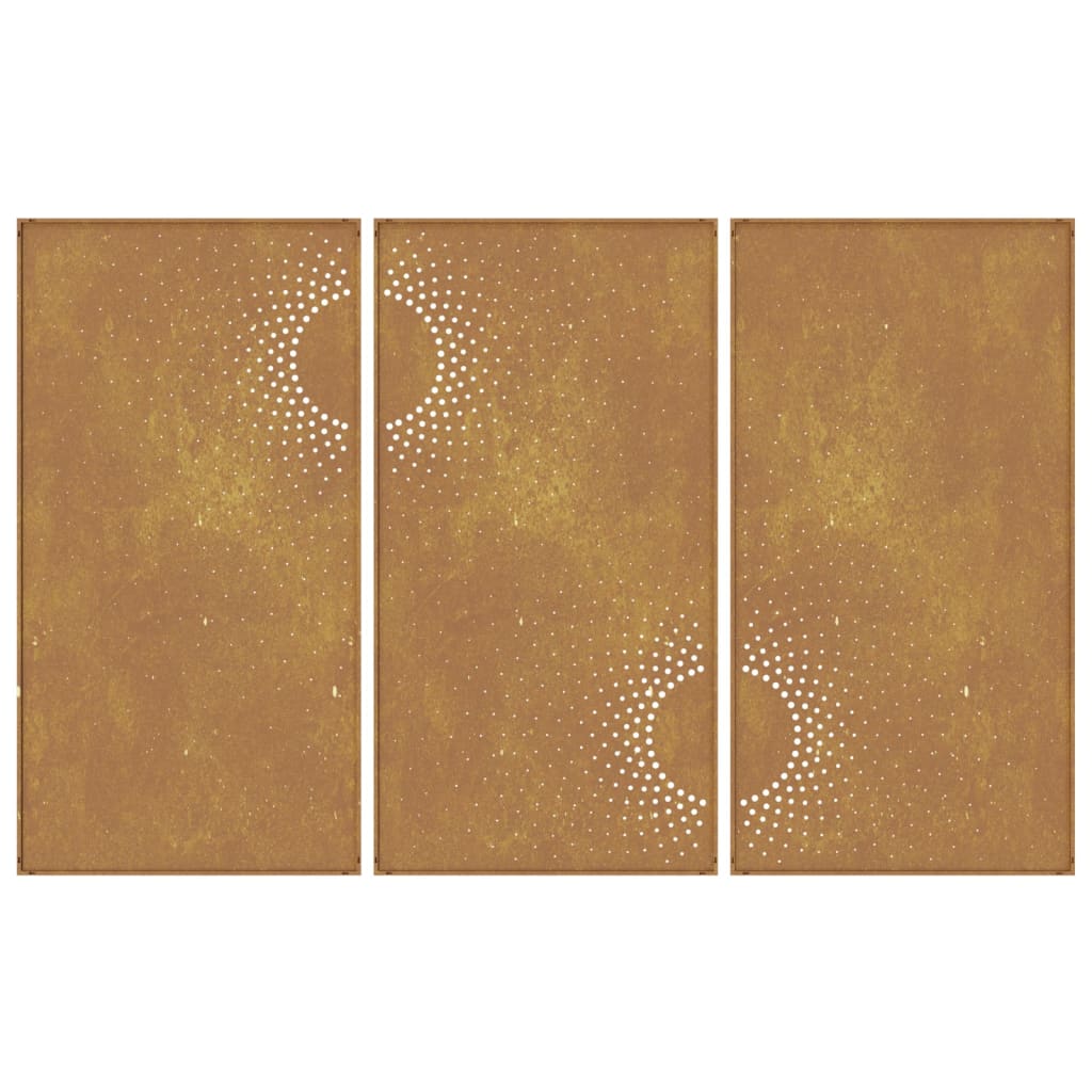 Sodo sienos dekoracija, 3 dalių, 105x55cm, corten plienas