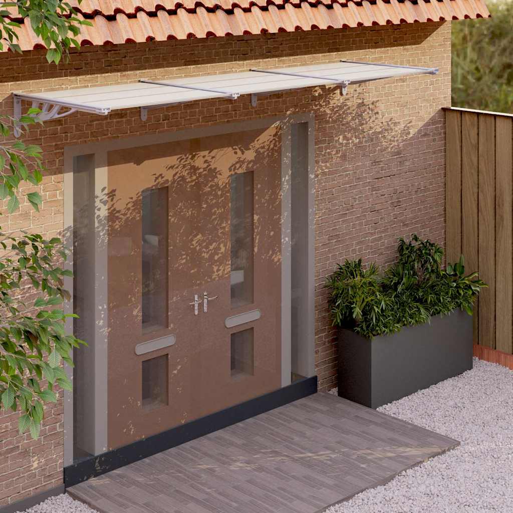 Door canopy, grey and clear, 297.5x90cm, polycarbonate