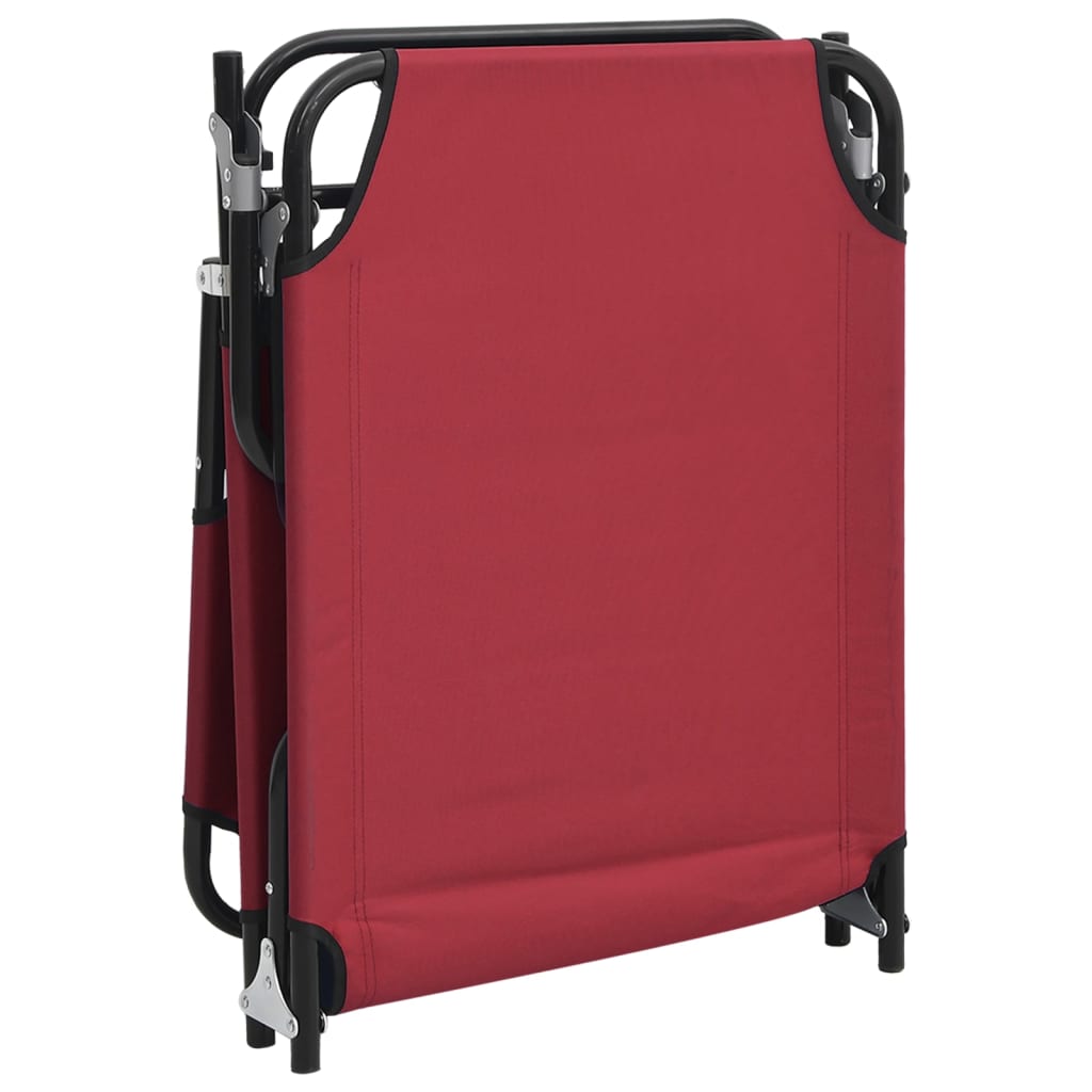 Folding sun lounger, red, Oxford fabric/steel
