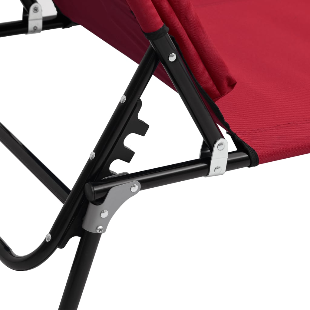 Folding sun lounger, red, Oxford fabric/steel