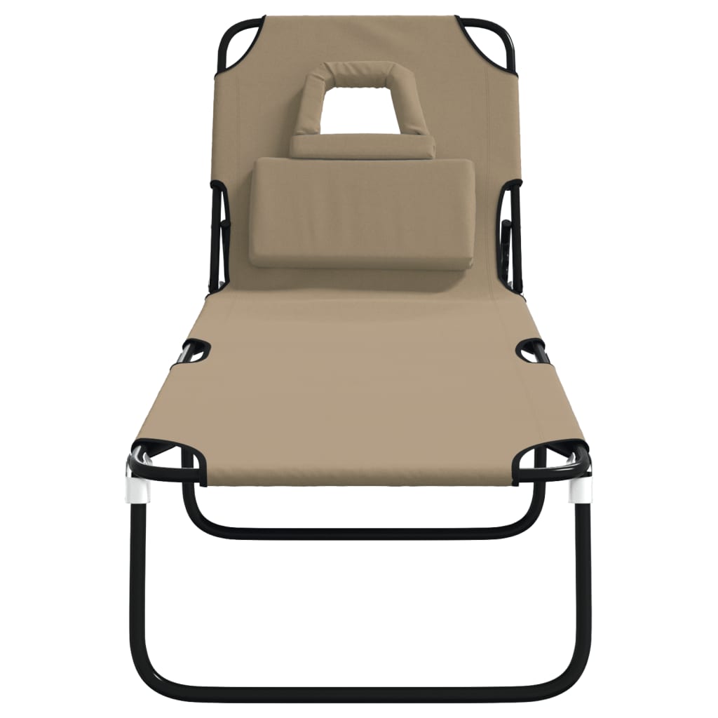 Folding sun lounger, taupe, Oxford fabric/steel