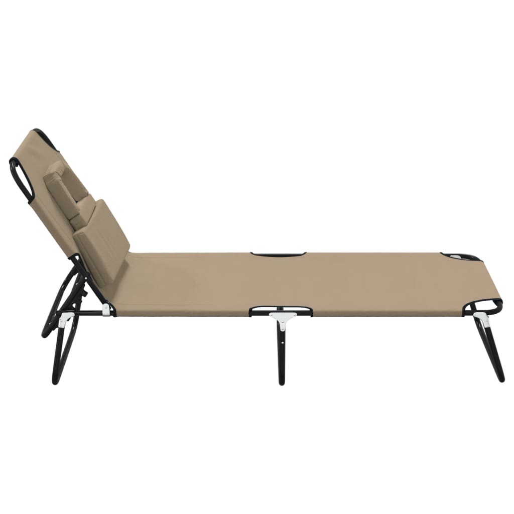 Folding sun lounger, taupe, Oxford fabric/steel