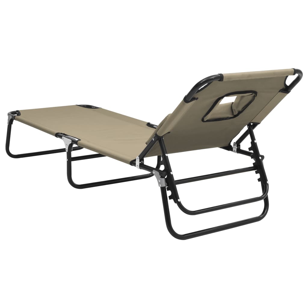 Folding sun lounger, taupe, Oxford fabric/steel