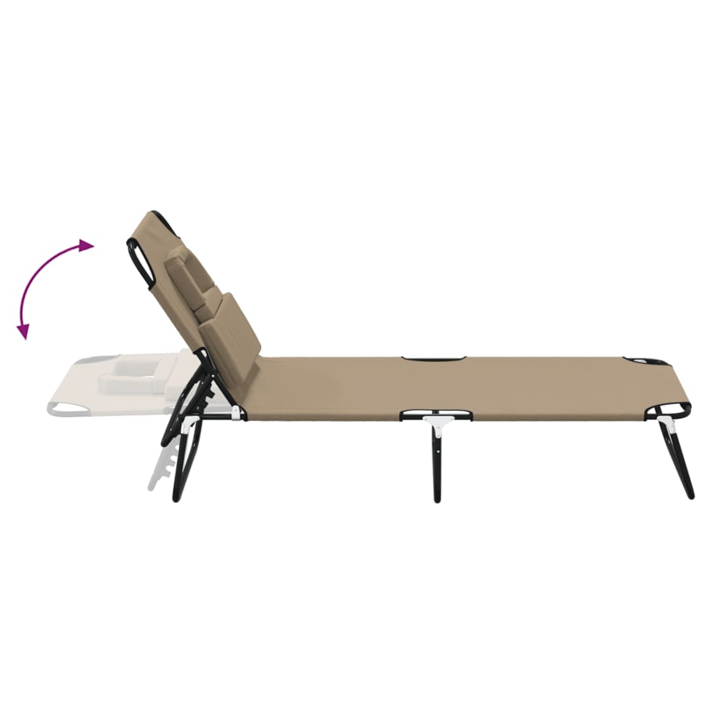 Folding sun lounger, taupe, Oxford fabric/steel