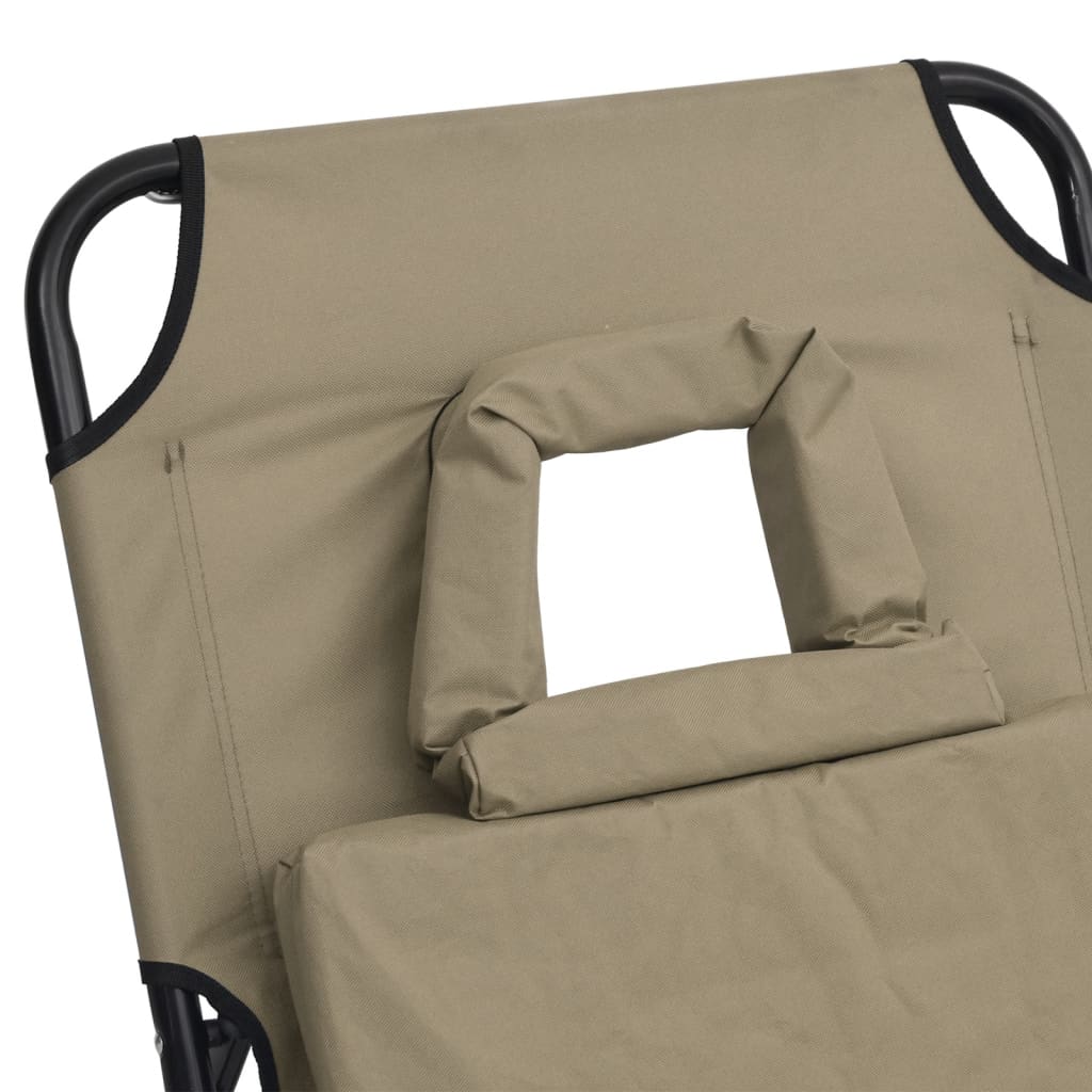 Folding sun lounger, taupe, Oxford fabric/steel