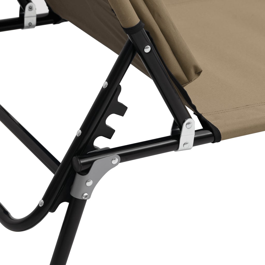 Folding sun lounger, taupe, Oxford fabric/steel