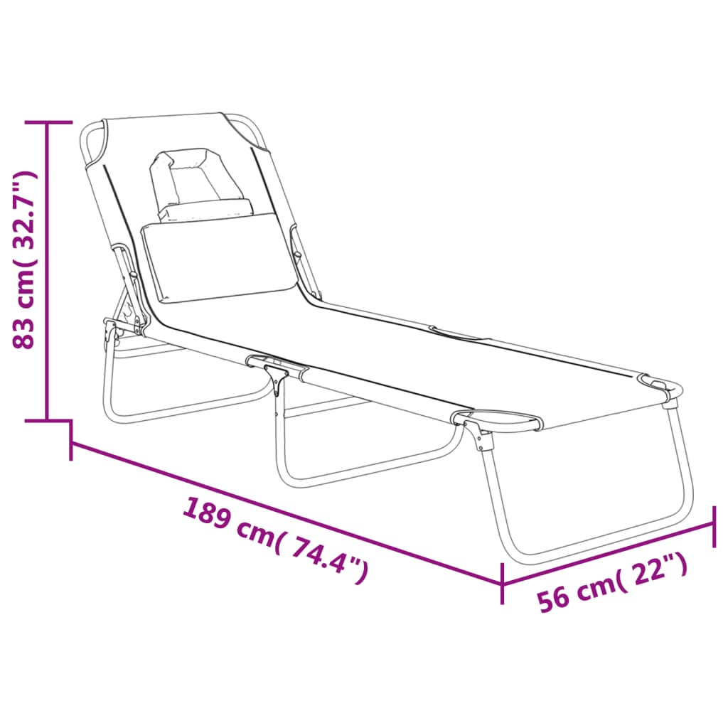 Folding sun lounger, taupe, Oxford fabric/steel