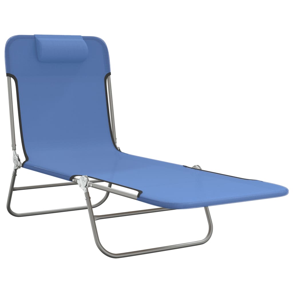 Foldable sun loungers, 2 pcs, blue, textilene/steel